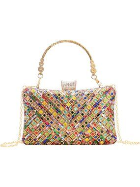 Women's Rhinestone Evening Colorful Colorful With Clasp Purse Crystal Sparkling
